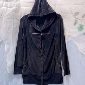 CITY HEARTS BLACK VELOUR ZIP HOODIE SZ L